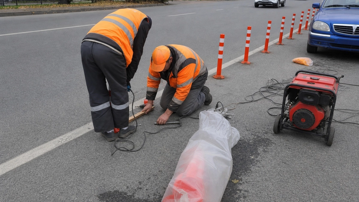 На Московской площади Курска установят столбики против парковки на островке