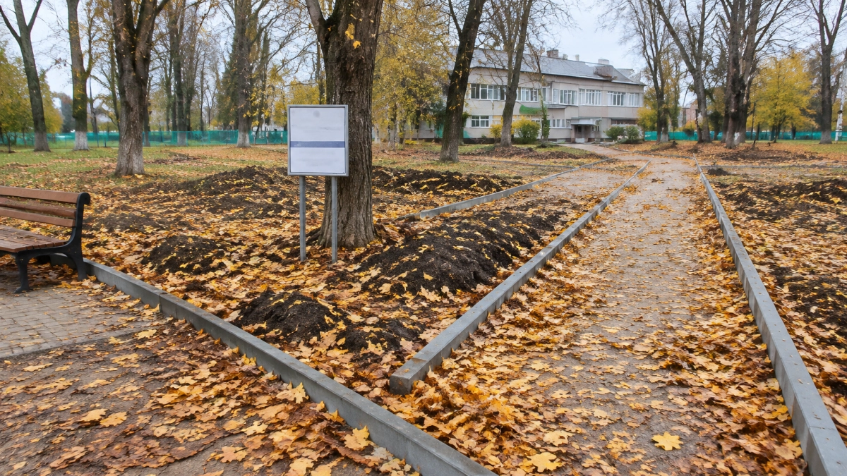 В Курске заморозили благоустройство сквера у школы на Серёгина из-за нарушений подрядчика