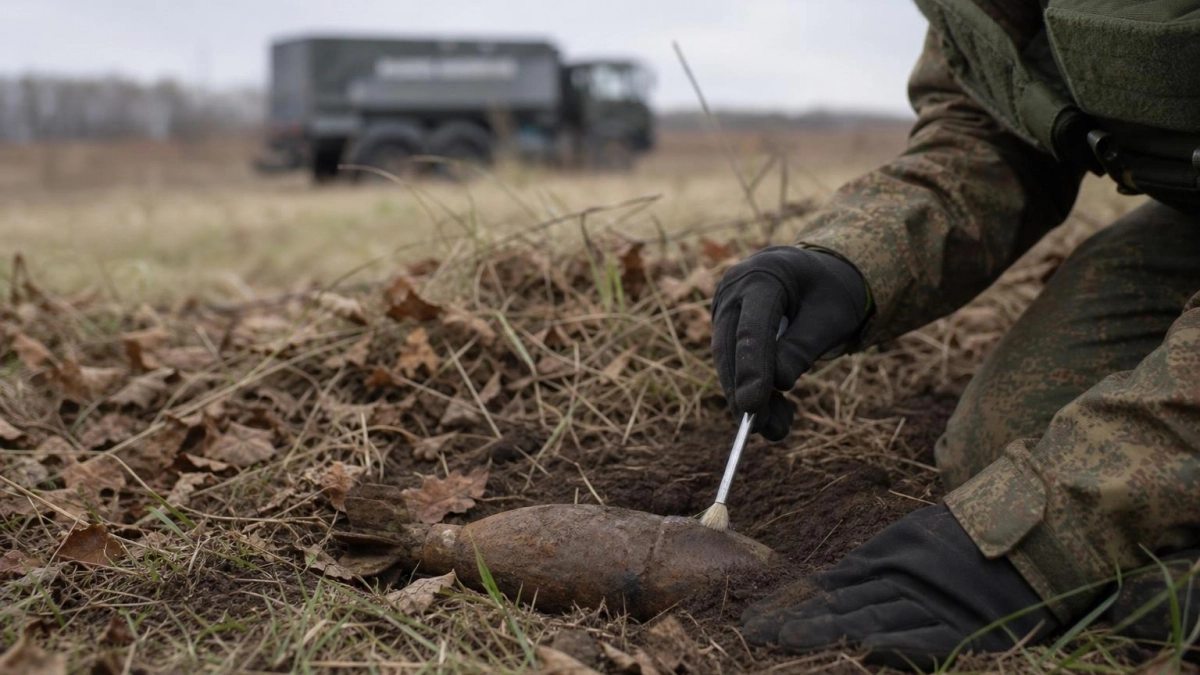 В курском селе Верхний Любаж на участке обнаружили минометную мину времен войны